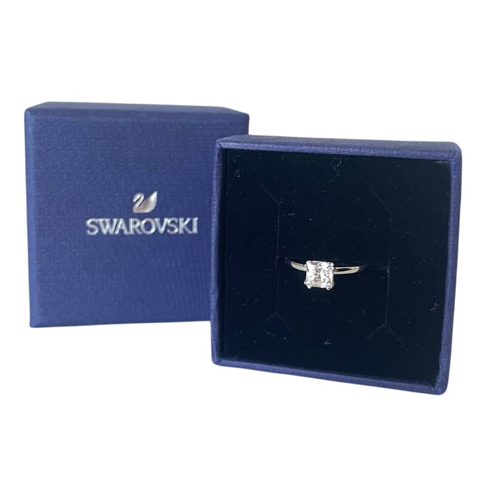Swarovski Attract ring Square cut, White, Rhodium plated size 6 / EUR 52